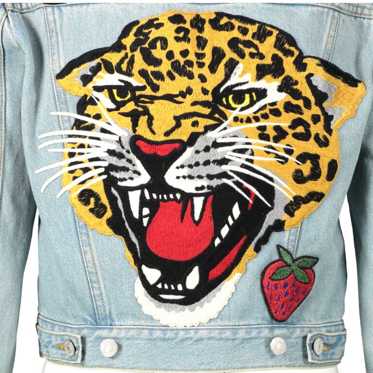 Gucci Tiger Embroidered women's leather jacket size IT 44