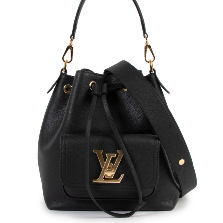 Louis Vuitton Lockme Pocket Bucket Bag Leather Black