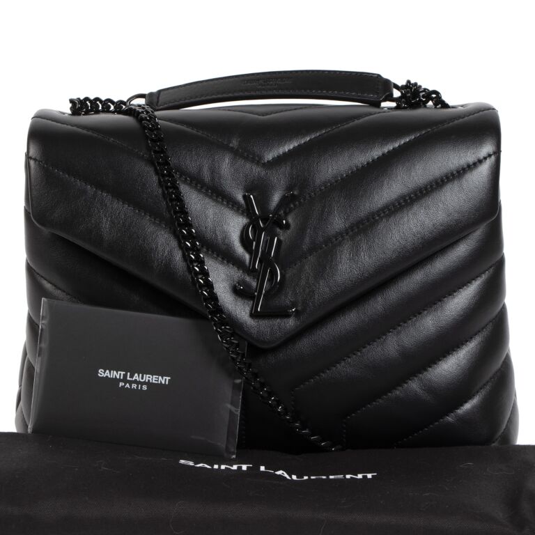 Saint Laurent Loulou Medium Ysl Matelasse Calfskin Flap-Top Shoulder Bag Black