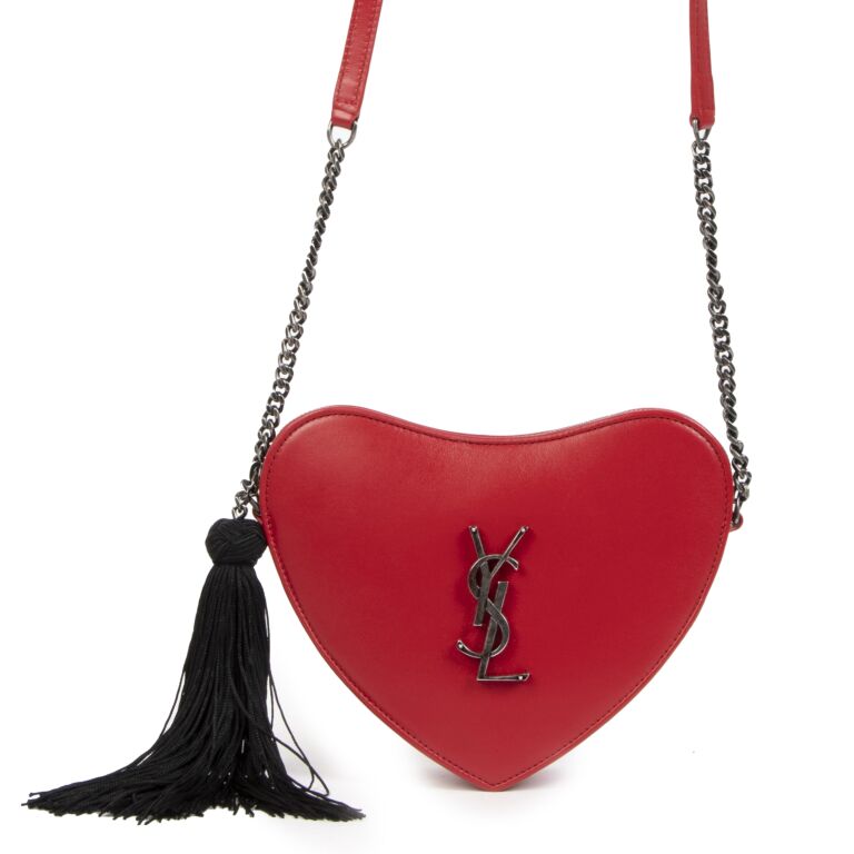 Saint Laurent Red Leather Heart Tassel Shoulder Bag Saint Laurent Paris