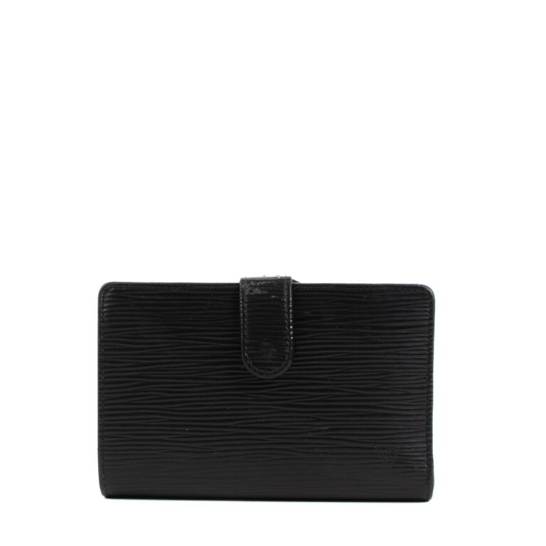 Authentic Louis Vuitton Black EPI Leather Medium French Wallet