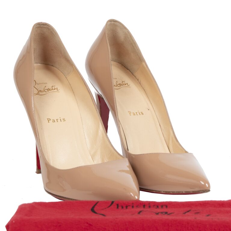 Christian Louboutin Dolly 85 Patent Leather Pumps Nude