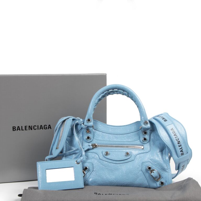 Balenciaga Hourglass top handle mini bag blue  MODES