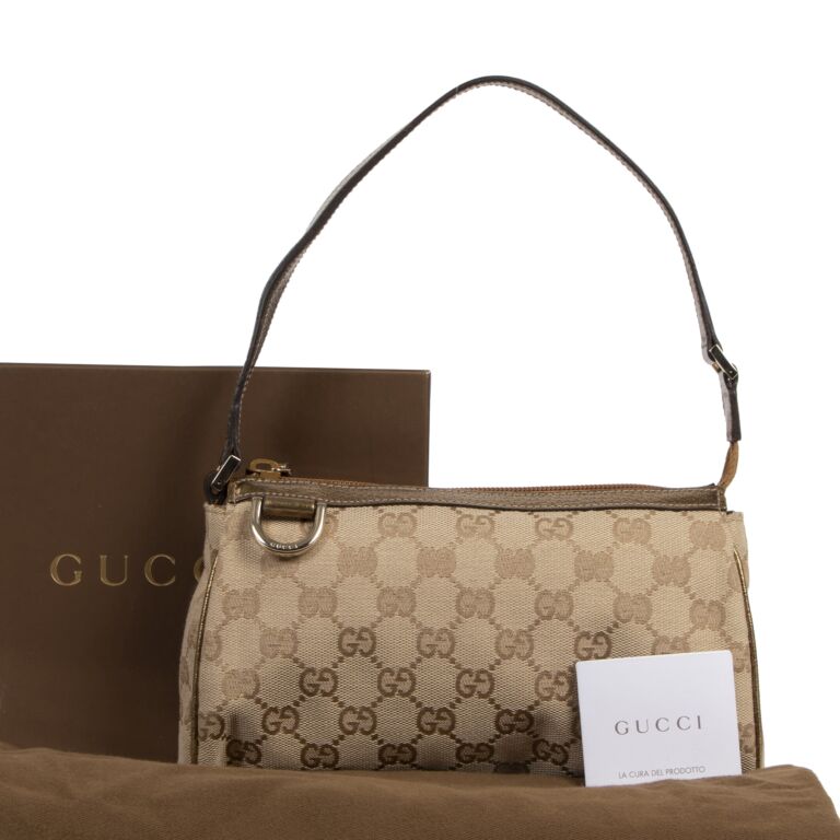 Gucci, Bags, Gucci Abbey D Ring Pochette Shoulder Bag Monogram Fabric  Leather
