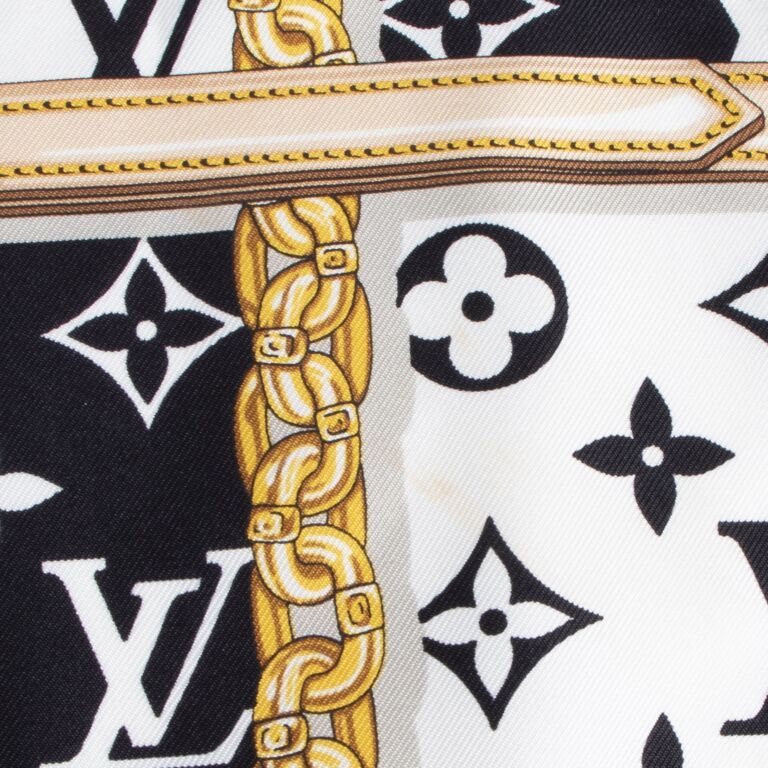 Louis Vuitton Silk Monogram Confidential Square Scarf Black