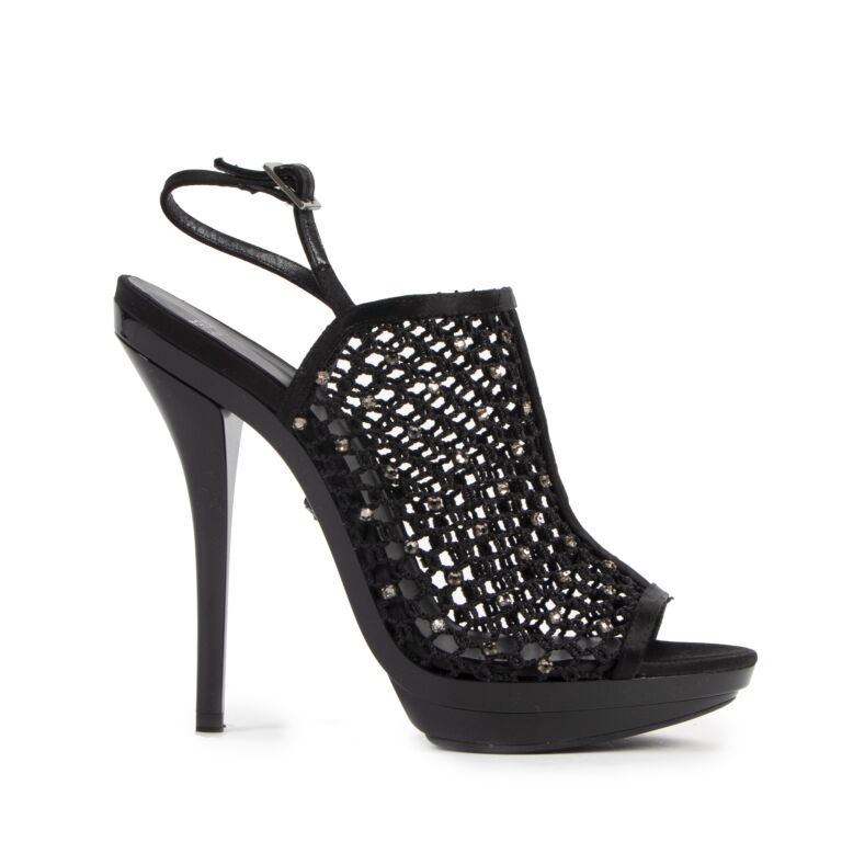 Versace Black Mesh Strass Heels - Size 38 Labellov Buy and Sell ...