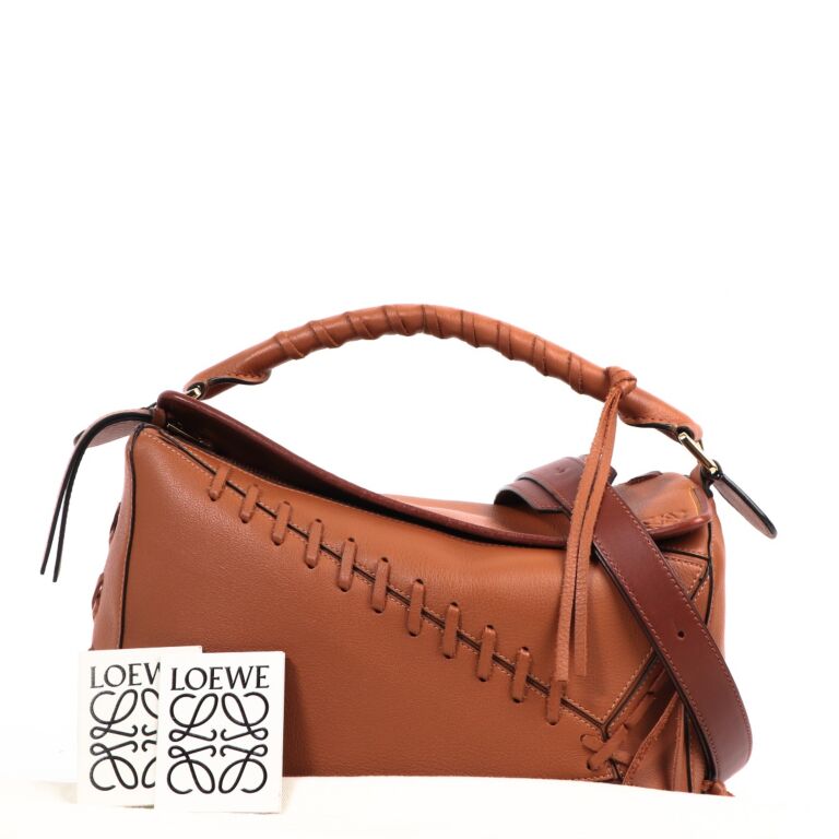 Loewe Puzzle Bag In Dust Bunnies Embossed Calfskin Brown