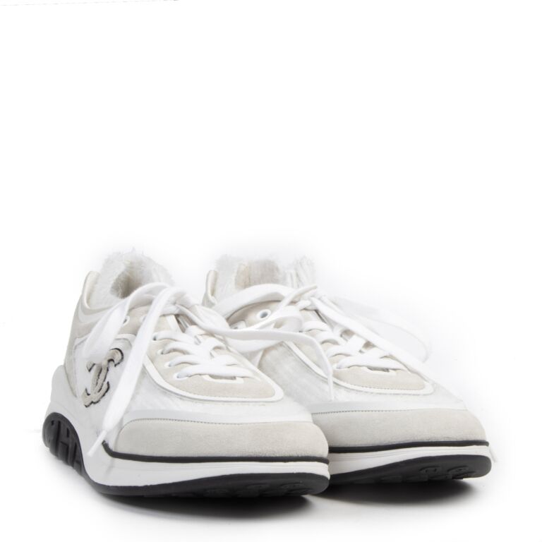 Chanel White PVC and Patent Leather CC Low Top Sneakers Size 395 Chanel   TLC