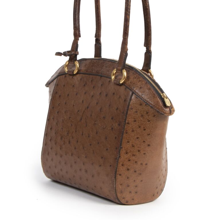 Delvaux Brown Ostrich Tempête MM ○ Labellov ○ Buy and Sell Authentic Luxury