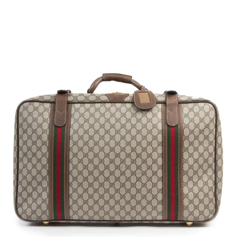Gucci GG Supreme Web Vintage Suitcase Travel Bag Authentic Excellent  Condition