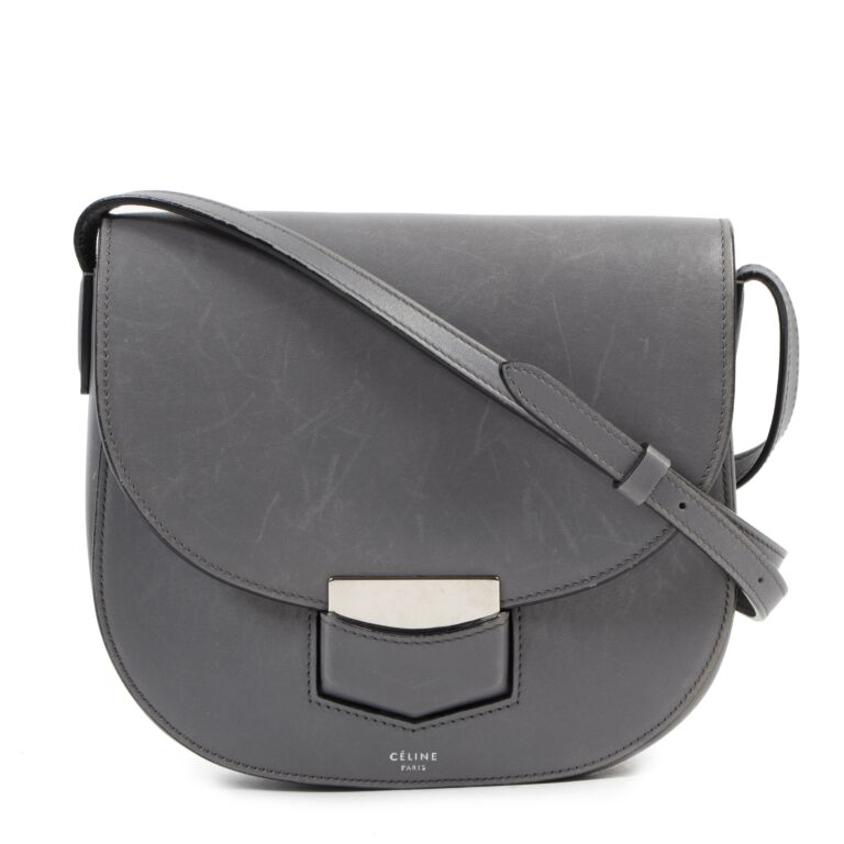 Trio leather crossbody bag Celine Grey in Leather - 30855510