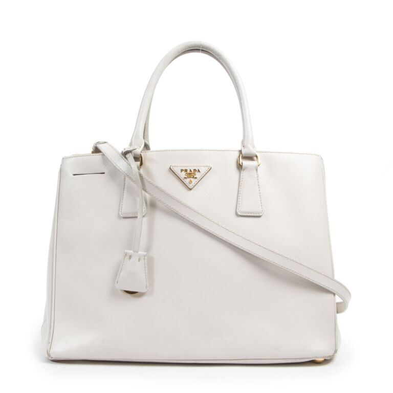 Prada White Galleria Saffiano Leather Tote Bag Labellov Buy and Sell ...