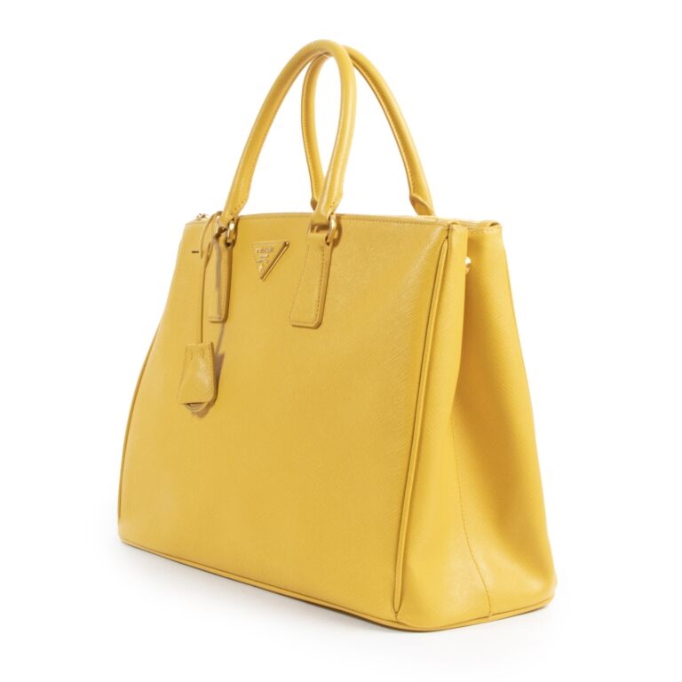 Prada Open Promenade Bag Saffiano Leather Large Yellow 2115023