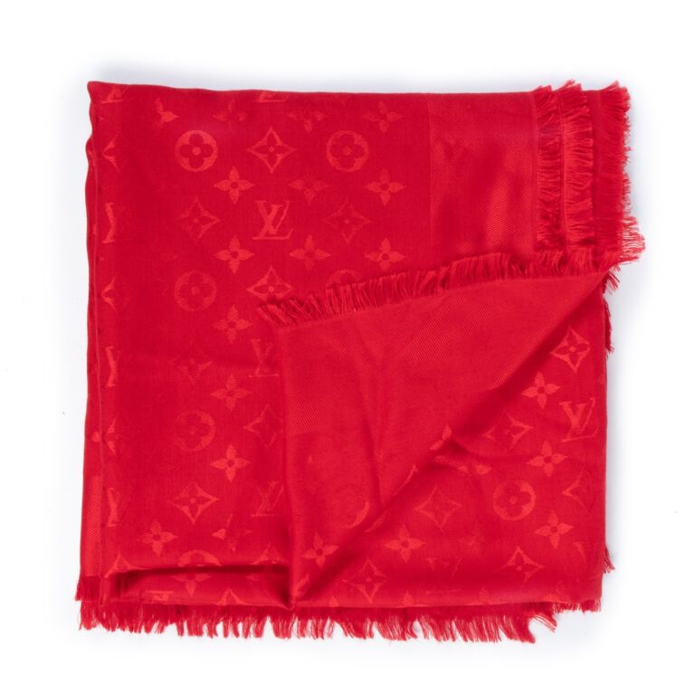 Louis Vuitton Red Monogram Keepall Silk Square Scarf – The Closet