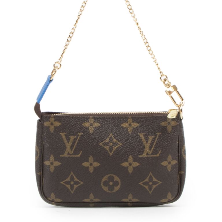 Louis Vuitton Brown Canvas Leather Monogram Mini Pochette Accessoires  Vivienne Clutch Bag Louis Vuitton