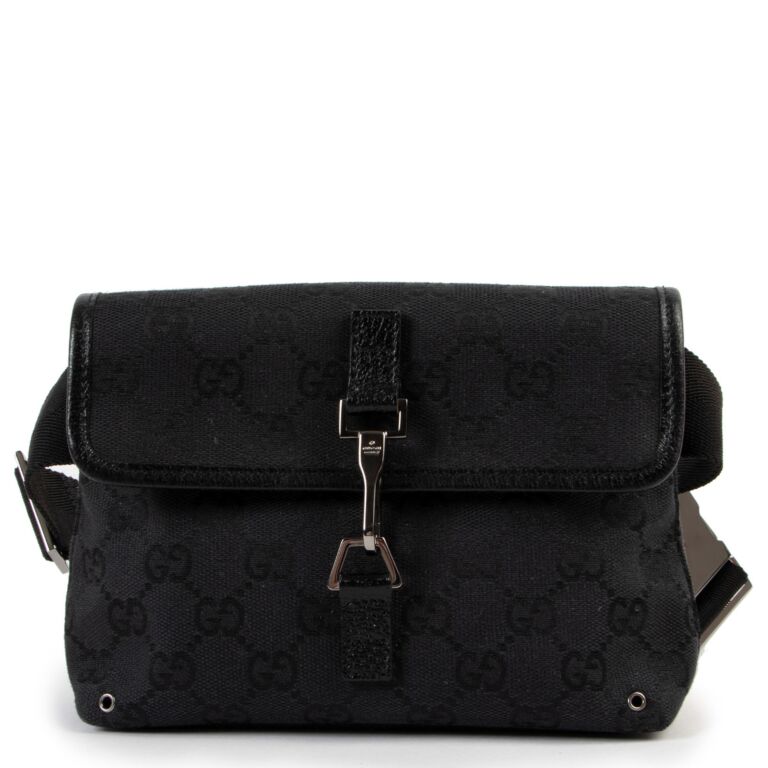 Gucci Black Monogram GG Pouch Belt Bag Labellov Buy and Sell Authentic ...