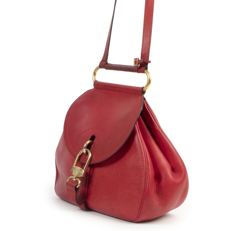 Delvaux Givry Red Leather Shoulder Bag ○ Labellov ○ Buy and Sell