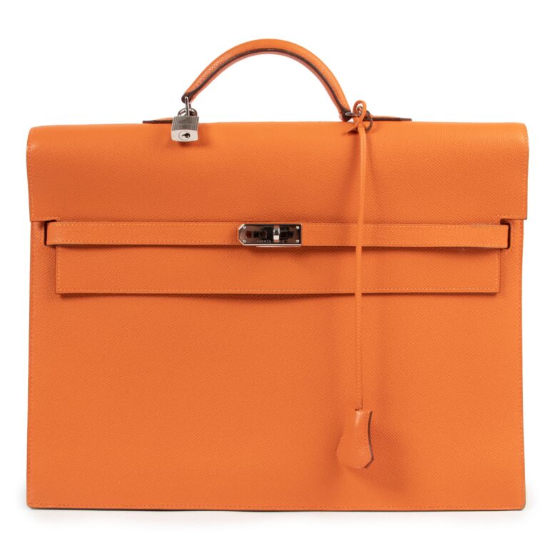 Hermes Vintage Kelly 38 Briefcase Feu Orange Leather Briefcase