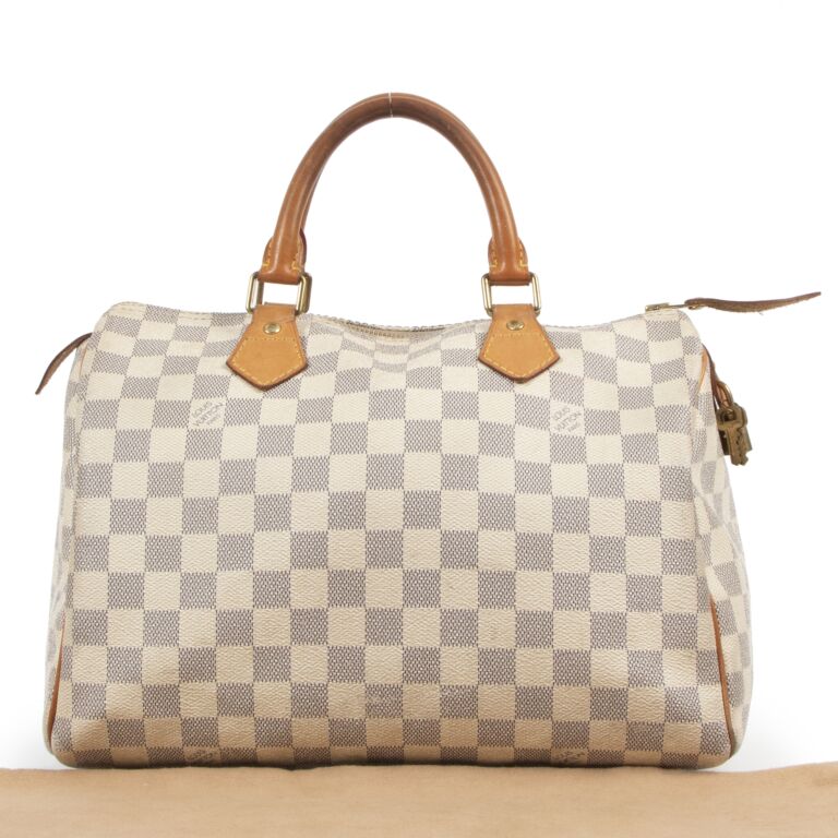 Louis Vuitton, Bags, Louis Vuitton Speedy Damier White Azur Used