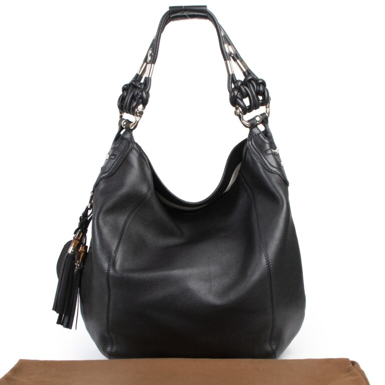 Gucci Black Leather Monogram Large Horsebit Hobo Bag ○ Labellov ○ Buy and  Sell Authentic Luxury