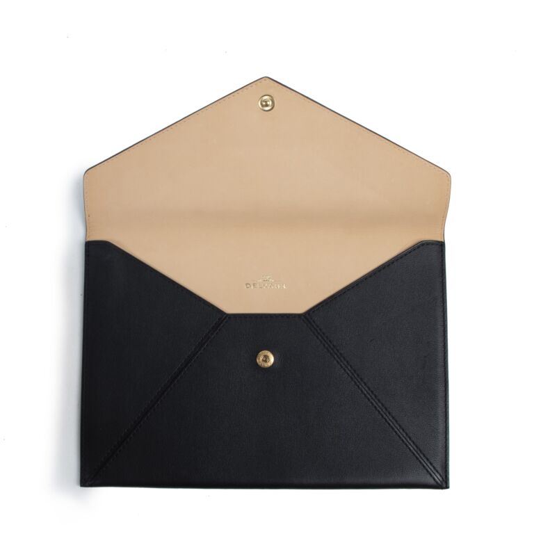 Delvaux Navy Leather Envelope Clutch – Second Serve