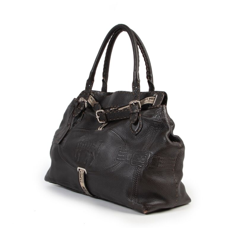 Sac Plat Ff Horse Bag by Fendi in Brown color for Luxury Clothing