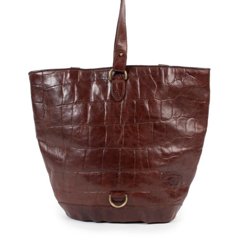 Mulberry Cross Body Bag Dark Brown Reptile Embossed Leather 