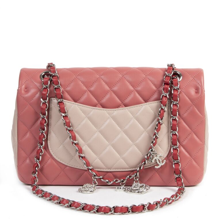Chanel Tricolor Medium Valentine Crystal Hearts Classic Flap Bag