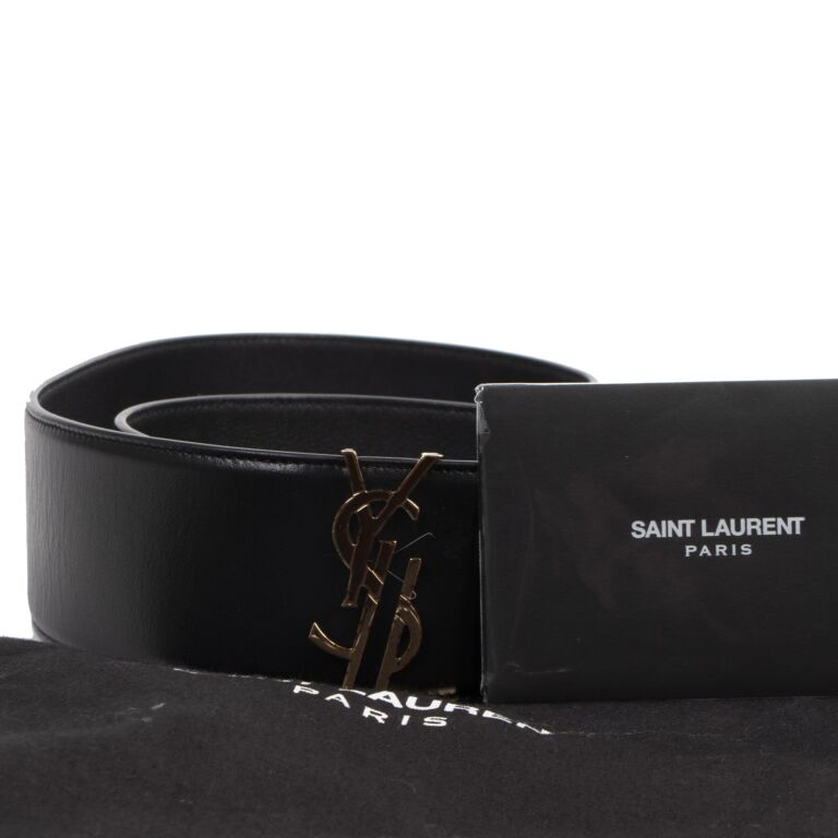 Saint Laurent - Authenticated Cassandre Belt - Leather Black for Women, Never Worn