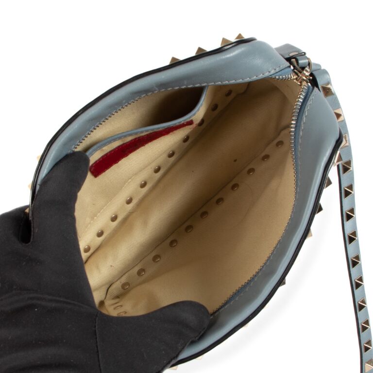 Rockstud leather backpack Valentino Garavani Blue in Leather