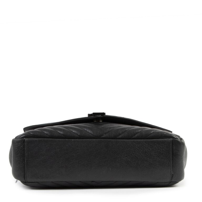 Saint Laurent Quilted Leather College Large Shoulder Bag in Black