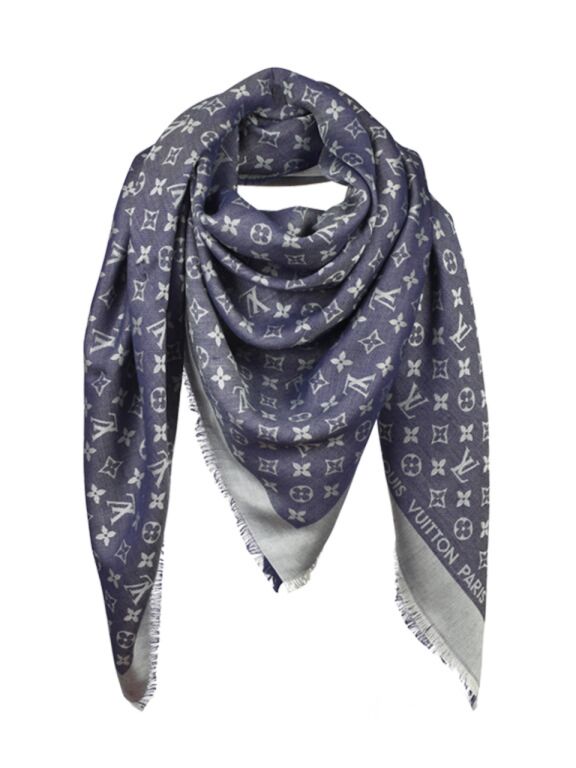 Louis Vuitton Blue Monogram Scarf ○ Labellov ○ Buy and Sell