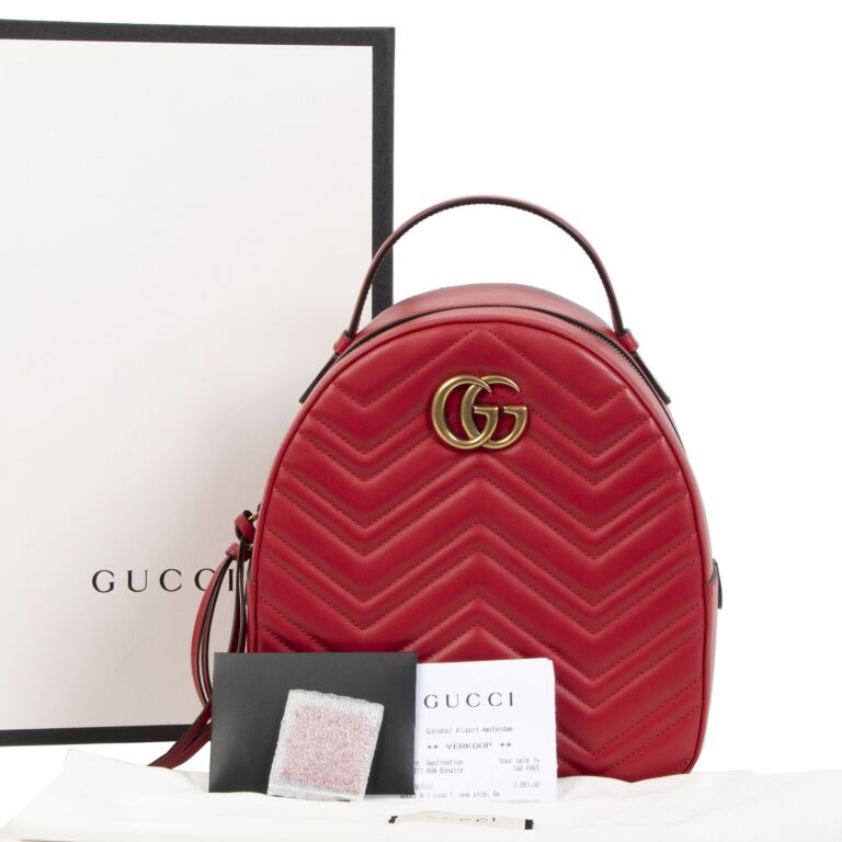 Gucci Marmont Beige Leather Backpack - MyDesignerly