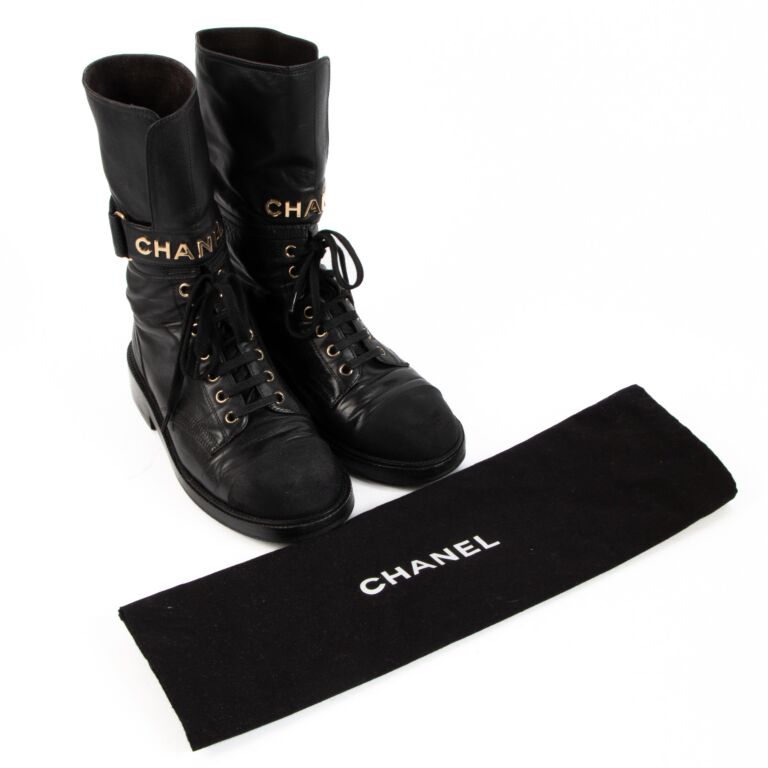 CHANEL  Shoes  Chanel Lace Up Boots Size 365  Poshmark