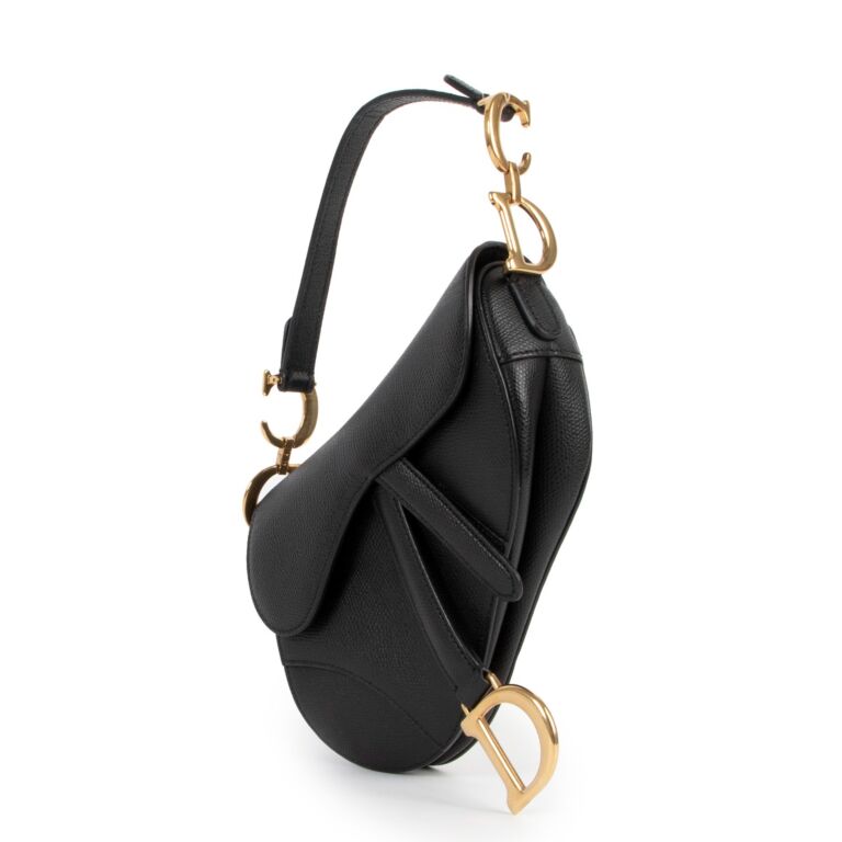 Christian Dior Mini Black Grained Saddle Bag, excellent condition