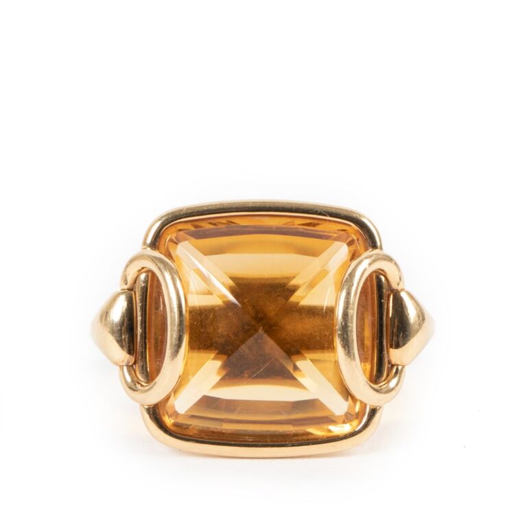 Hermès Nausicaa Citrine Gold Ring - Size 51 ○ Labellov ○ Buy and 