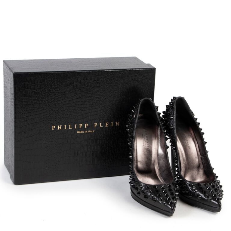 Philipp Plein Black Leather High Heels Bat Stiletto Shoes - EU37/US6.5