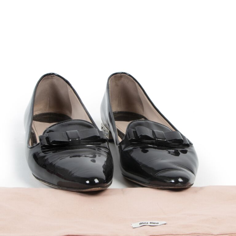 Miu Miu, Shoes, Miu Miu Pink Patent Bow Ballet Flats
