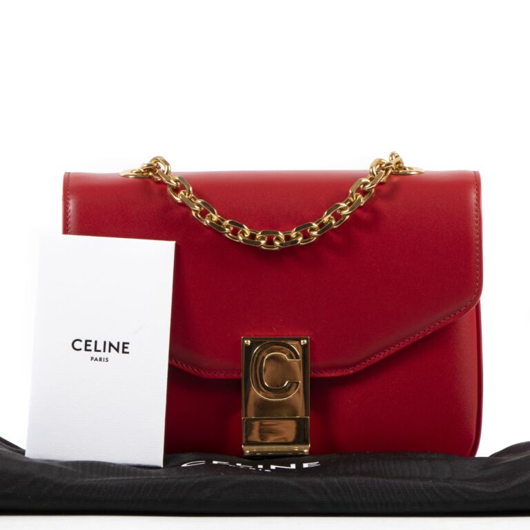 CELINE Ring Small Smooth Leather Tote Bag Red