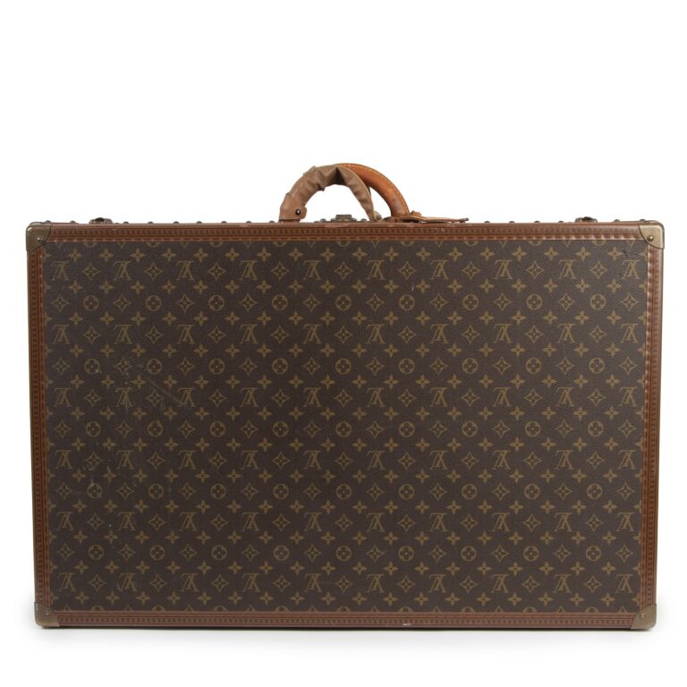 Lot - A Louis Vuitton leather and monogram canvas Alzer 80 hard