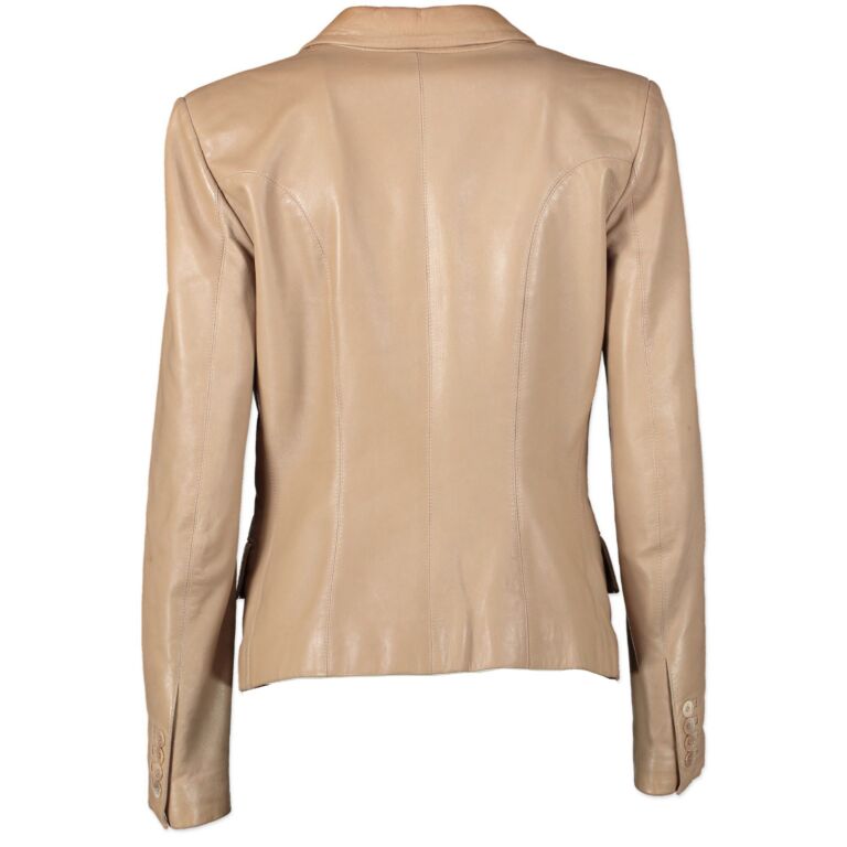 Yves Saint Laurent Taupe Leather Jacket - Size 36 ○ Labellov