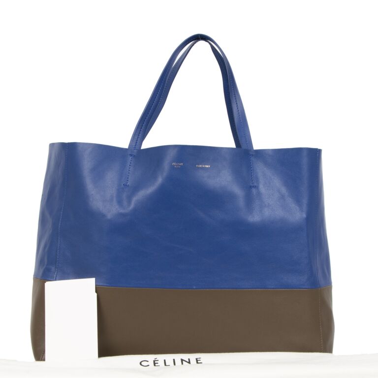 CELINE navy blue and cognac leather BI-COLOR BELT MEDIUM Shoulder
