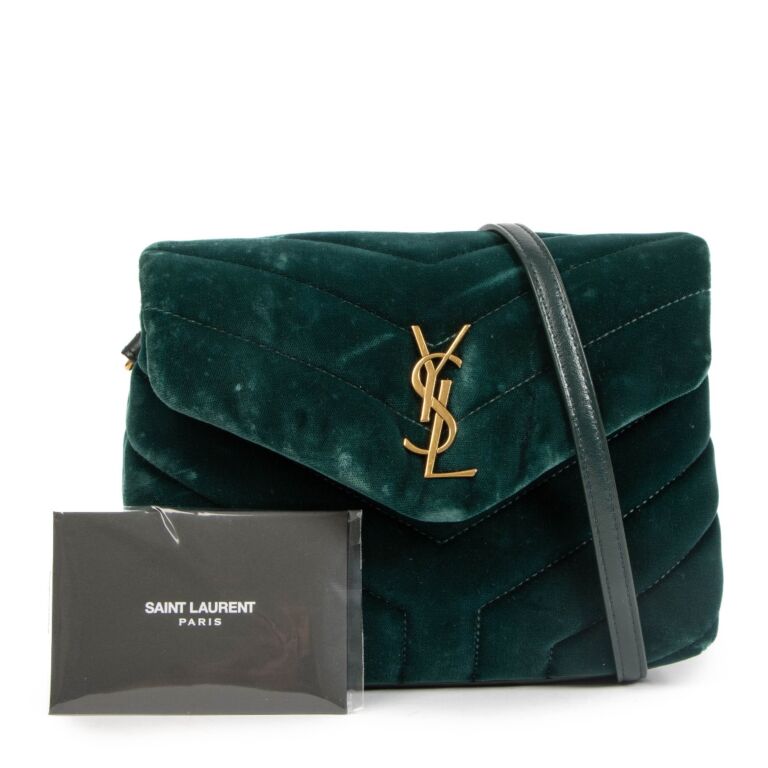 Saint Laurent, Bags, Authentic Saint Laurent Velvet Y Quilted Monogram  Toy Loulou Chain Satchel Green