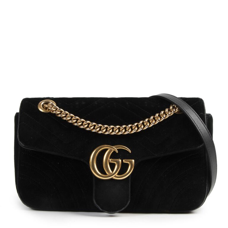 Gucci Black Velvet Marmont Bag Labellov Buy and Sell Authentic Luxury