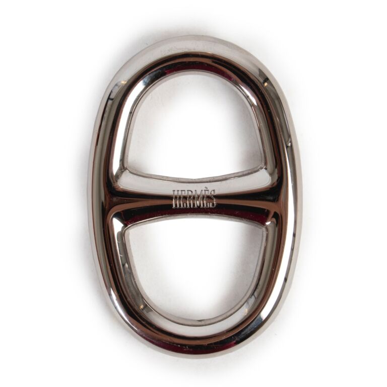 Hermès NEW HERMES REGATE SCARF RING SILVER ANCHOR CHAIN BOX SCARF RING  Silvery Metal ref.455506 - Joli Closet