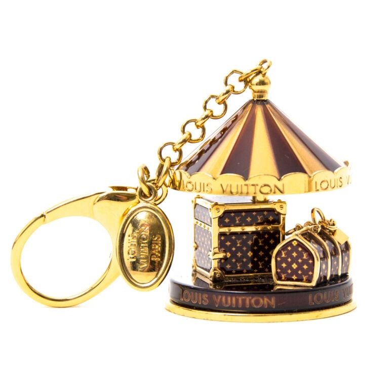 Louis Vuitton Gold/Brown Monogram Carousel Key Chain and Bag Charm For Sale  at 1stDibs