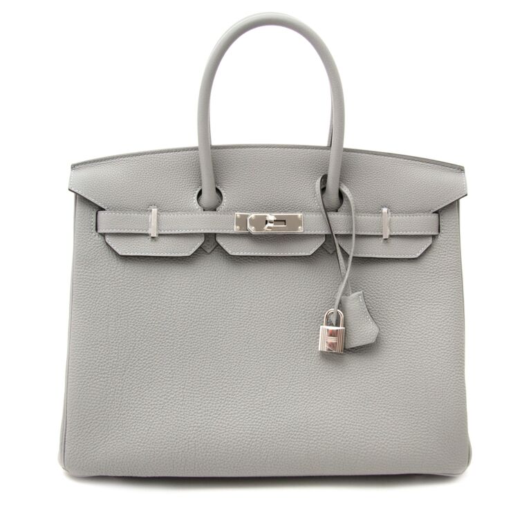 Hermes Gris Mouette Blue Agate Verso Limited Edition 35cm Birkin - Chicjoy