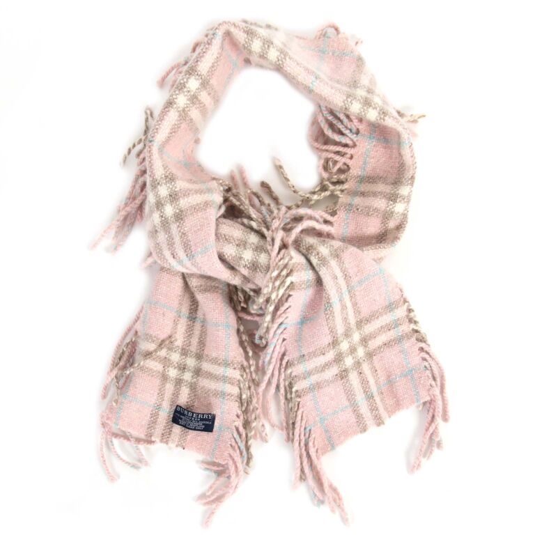 Burberry Pink Check Wool Scarf Labellov Buy and Sell