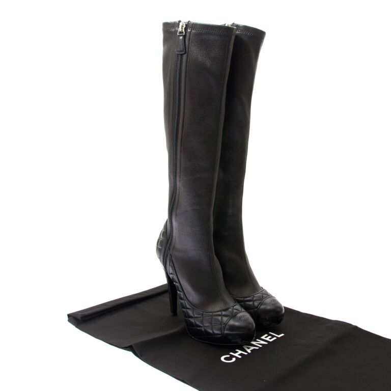 Chanel Vintage Black Leather CC Combat Boots sz 36 For Sale at 1stDibs   chanel combat boots chanel boots chanel combat boots 2022