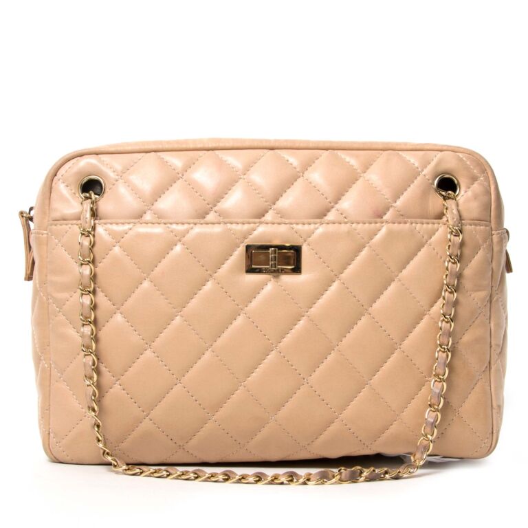 Chanel  Beige Nubuck Leather 255 Reissue Double Flap Bag